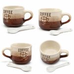 ماگ سرامیکی قهوه خوری COFFEE وارداتی با قاشق سرامیکی - Image 2