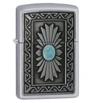فندک زیپو (Zippo) مدل 29105 – طرح Tribal با مدالیون فیروزه‌ای