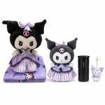 🖤💜 ست پتو بالشتی، عروسک، تراول ماگ و آویز کیف کرومی Kuromi Pillow Blanket, Plush, Travel Mug & Bag Charm Set