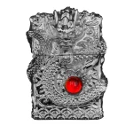 فندک گازی طرح اژدها نگین‌دار  نقره ای؛ فندک خاص و کلکسیونی