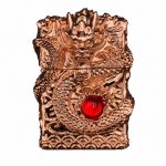 فندک گازی طرح اژدها نگین‌دار  مسی؛ فندک خاص و کلکسیونی